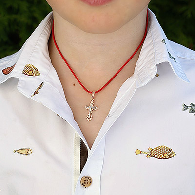 Золотой крестик 10185АКВ - миниатюра фотографии товара в каталоге ЛиноБамбино