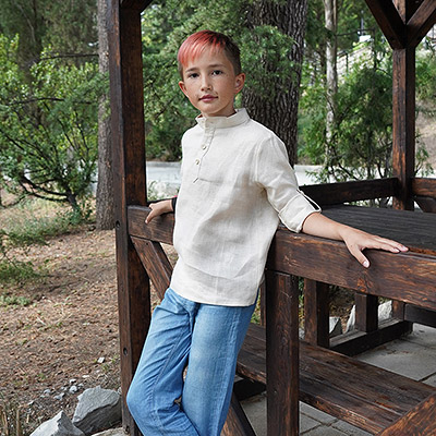 Рубашка для мальчика бежевый лен