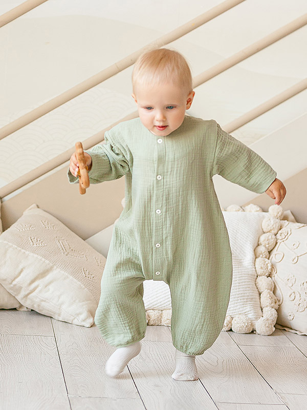 Комбинезон Облачко оливковый из муслина фото 3