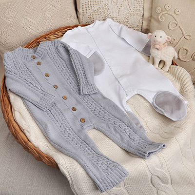 Вязаный комбинезон "Косички" серый