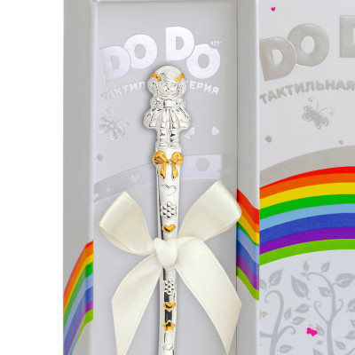 Серебряная тактильная ложка "Кукла с бантиком"