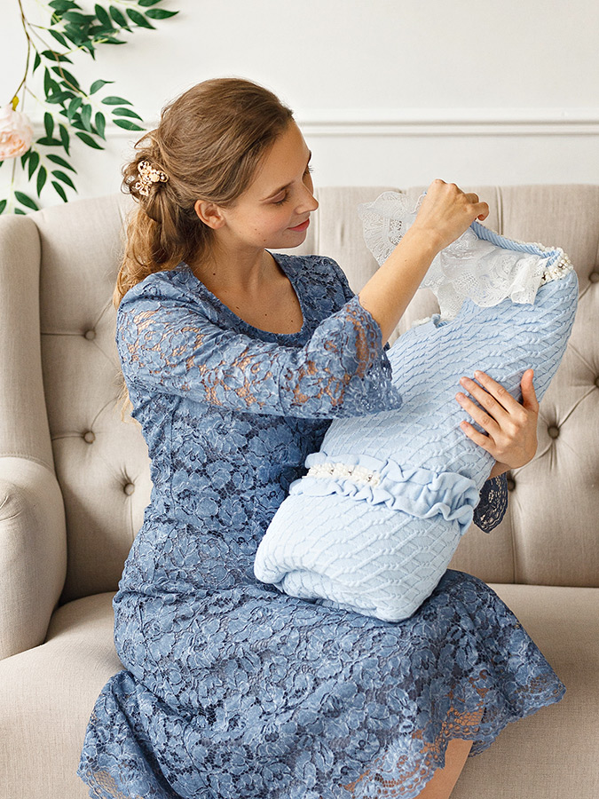 Вязаный конверт "Жемчуг" голубой - все сезоны фото 2