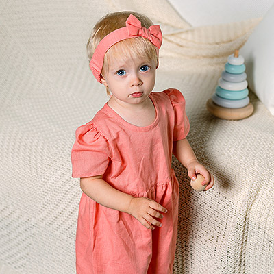 Фото товара "Льняной комбинезон Безе лосось" при наведении