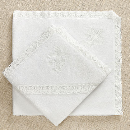 Полотенце с кружевом для крещения "Ручеек" - миниатюра фотографии товара в каталоге ЛиноБамбино