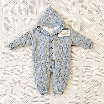 Утепленный комбинезон  "Остин" с капюшоном, серый