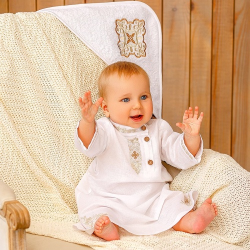 Крестильный набор для мальчика "Михаил" с полотенцем - миниатюра фотографии товара в каталоге ЛиноБамбино