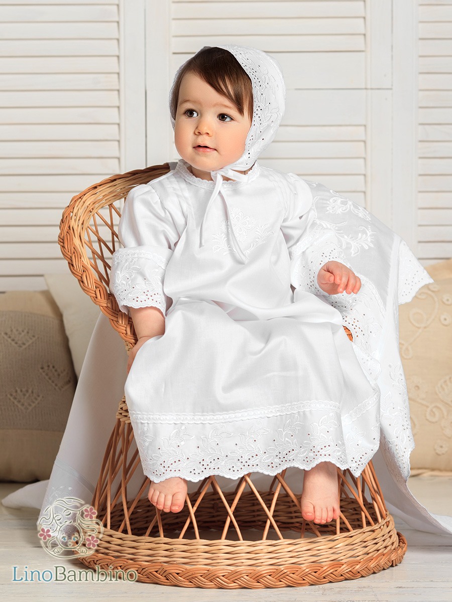 Крестильный комплект "Елена" для девочки с пеленкой фото 1