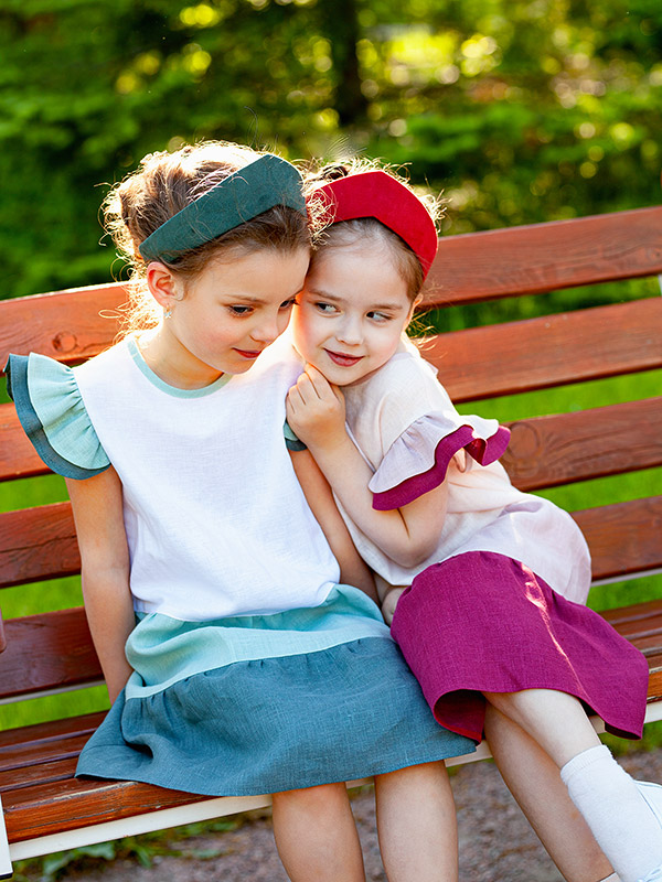 Льняной сарафан Кокетка вишнево-розовый фото 4