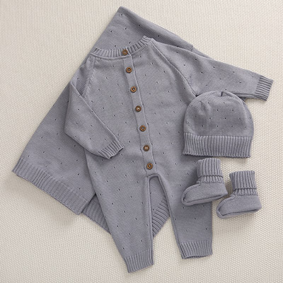 Фото товара "Набор комбинезон с пледом "Капелька" серый" из магазина ЛиноБамбино