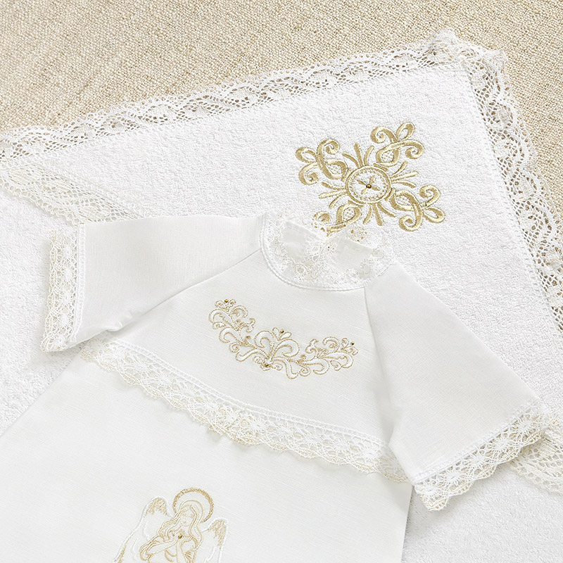 Махровое крестильное полотенце "Золотое кружево" фото 3