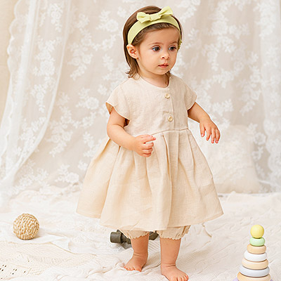 Льняное платье с шортами Милаша беж