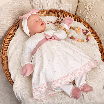 Костюмчик с платьем "Восторг" молочно-пудровый - миниатюра фотографии товара в каталоге ЛиноБамбино