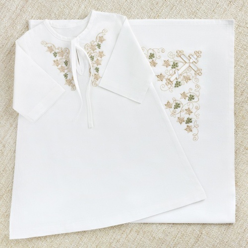 Крестильный комплект "Георгий" для мальчика с пеленкой - миниатюра фотографии товара в каталоге ЛиноБамбино