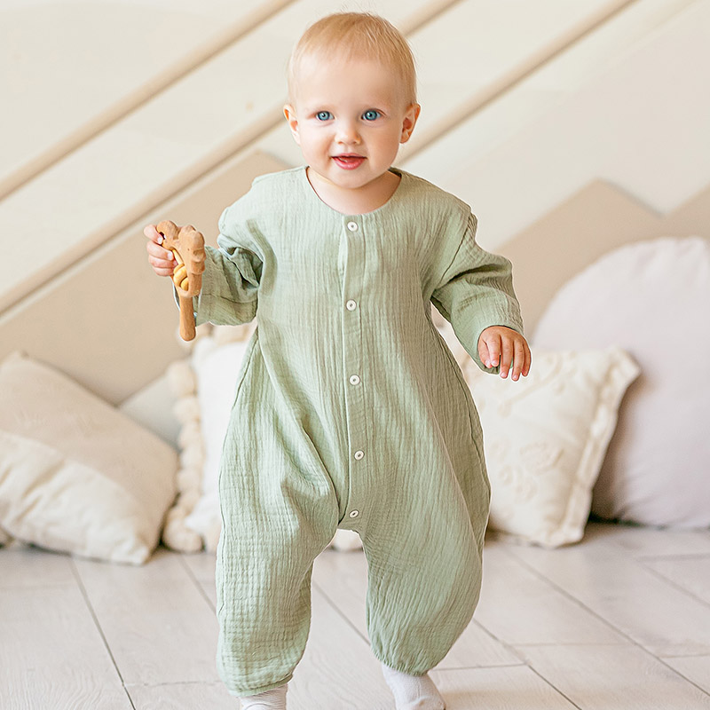 Комбинезон Облачко оливковый из муслина фото 1