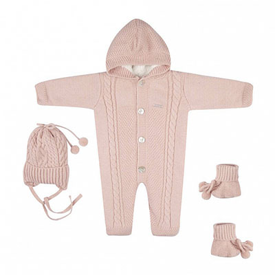 Вязаный комплект "Теплуша", пудра