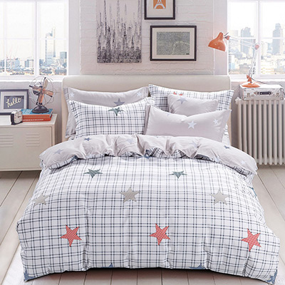 "Звезды в клетку" 1,5 спальный комплект постельного белья - миниатюра фотографии товара в каталоге ЛиноБамбино