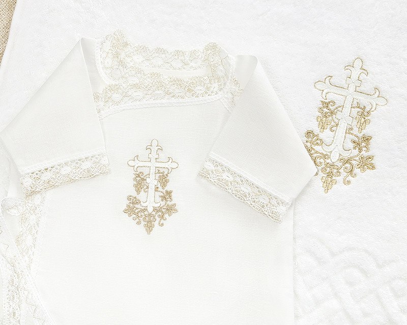 Детский крестильный набор "Золотая лоза" с полотенцем фото 1