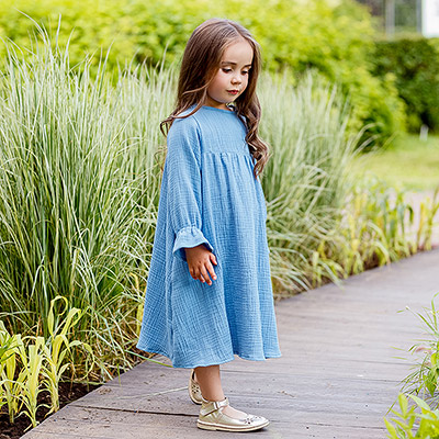 Платье Дымка джинс муслин - миниатюра фотографии товара в каталоге ЛиноБамбино