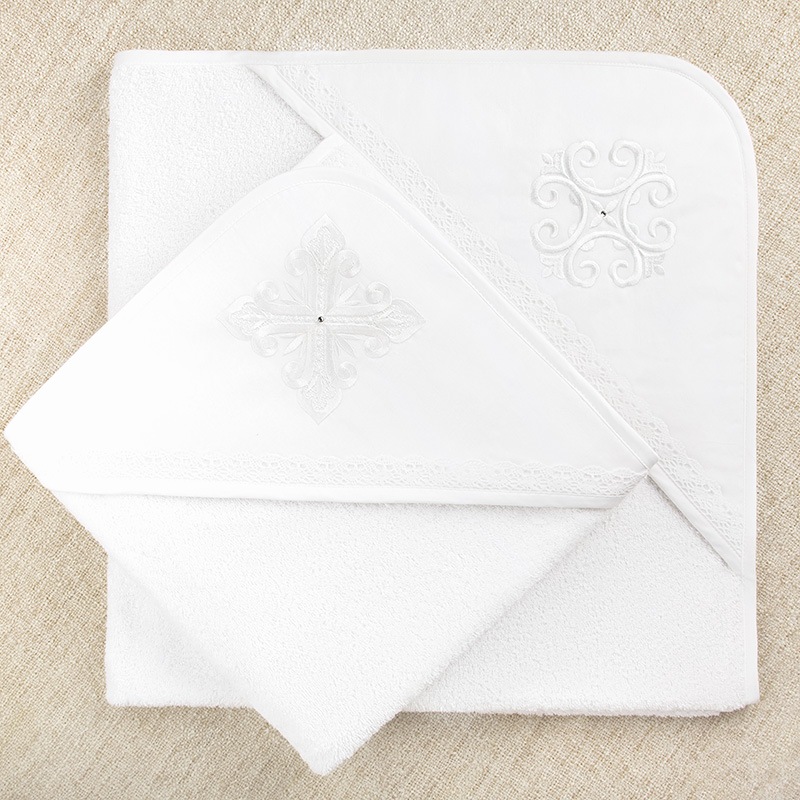 Махровое крестильное полотенце с уголком Белый крест фото 2