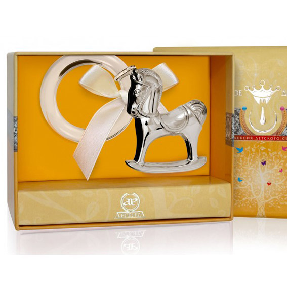 Серебряная погремушка "Лошадка" фото 1