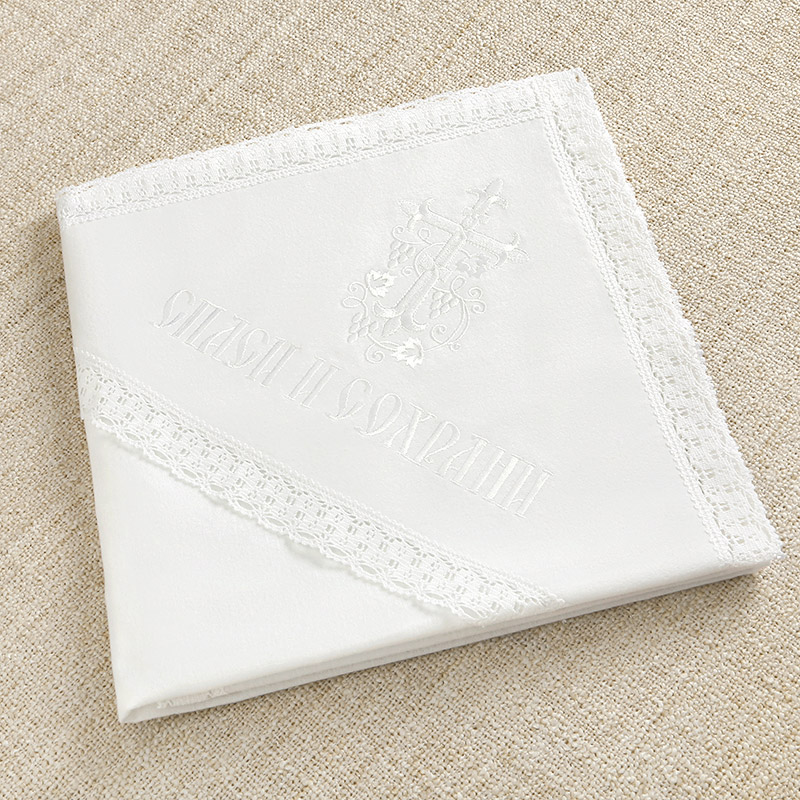 Круженвая пеленка с капюшоном "Белая лоза" фото 1