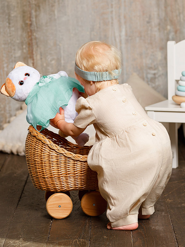 Льняной комбинезон Безе бежевый фото 5