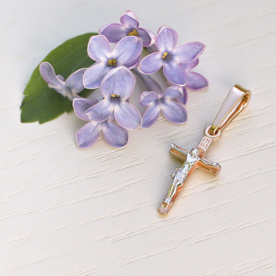 Золотой крестик 11941АКВ - миниатюра фотографии товара в каталоге ЛиноБамбино