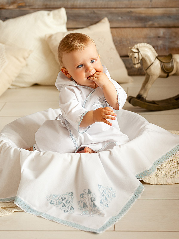 Крестильный комплект "Голубой лучик" с пеленкой фото 1