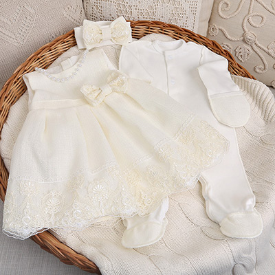 Костюмчик с платьем "Люрекс" молочный - миниатюра фотографии товара в каталоге ЛиноБамбино