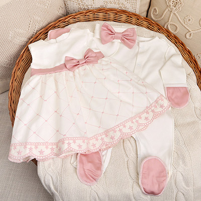 Фото товара "Костюмчик с платьем "Восторг" молочно-пудровый" из магазина ЛиноБамбино