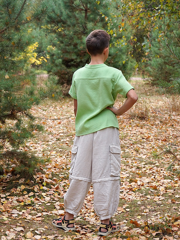 Рубашка для мальчика салатовый муслин фото 2