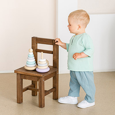 Фото товара "Костюмчик из муслина Дуэт цунами-мята для мальчика" при наведении