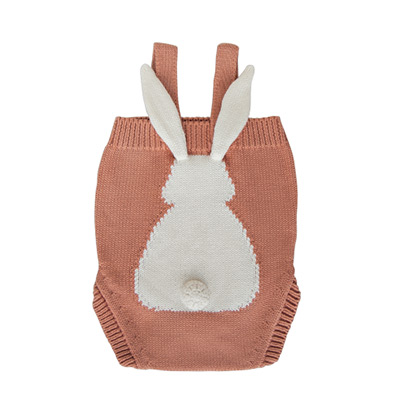 Фото товара "Боди и шапочка "Зайка" терракот" из магазина ЛиноБамбино