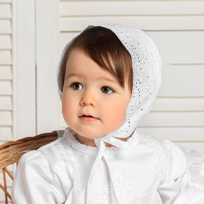 Чепчик с вышитым кружевом "Елена" - миниатюра фотографии товара в каталоге ЛиноБамбино