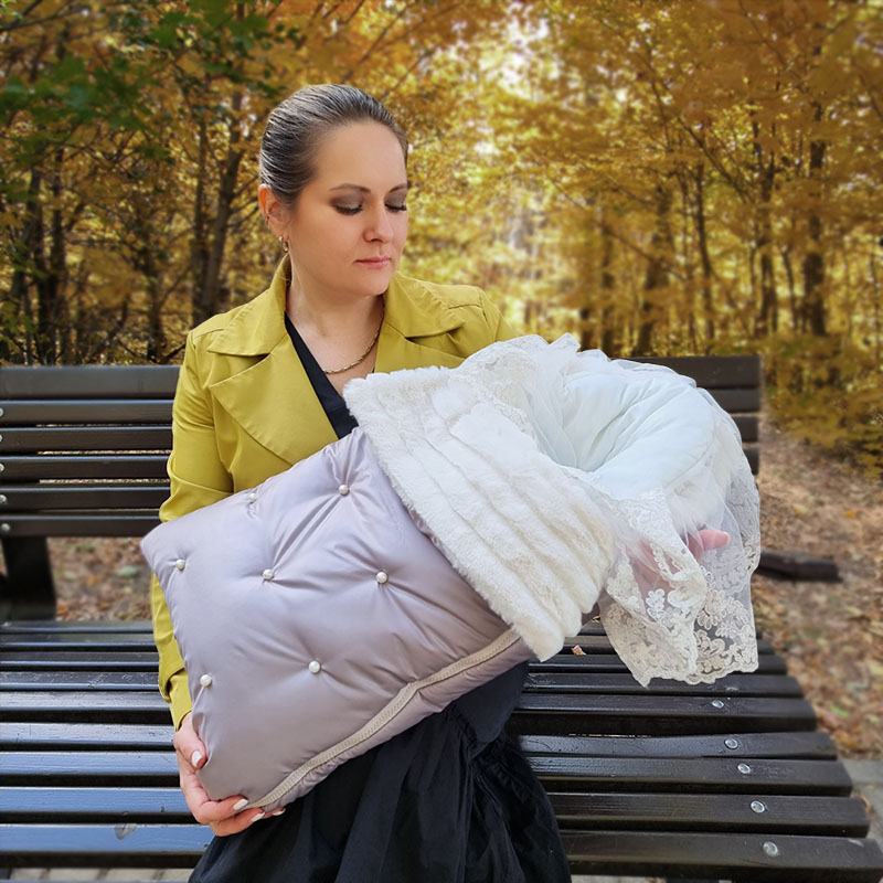 Зимний конверт на выписку "Пуф", тауп фото 1