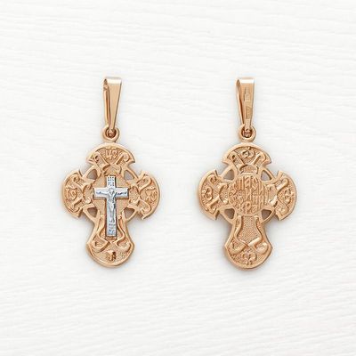 Золотой крестик 12022АКВ - миниатюра фотографии товара в каталоге ЛиноБамбино