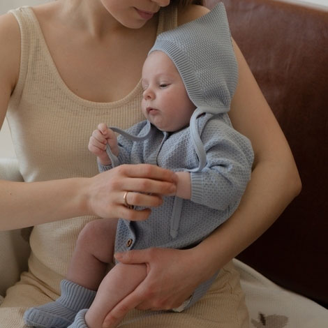 Вязаный текстурный комбинезон Небесный фото 1