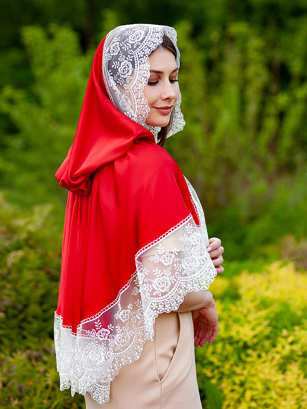 Красный платок с капюшоном "Каролина" фото 3