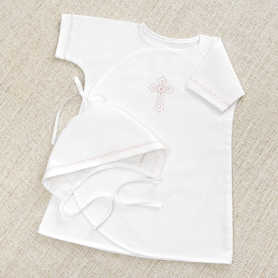 Фото товара "Крестильный набор "Розовое перышко" с полотенцем" при наведении