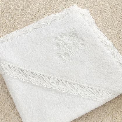 Фото товара "Полотенце с кружевом для крещения "Ручеек"" при наведении