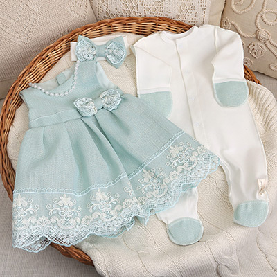 Фото товара "Костюмчик с платьем "Люрекс" тиффани" из магазина ЛиноБамбино