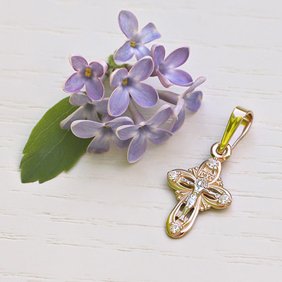 Золотой крестик 20477АКВ - миниатюра фотографии товара в каталоге ЛиноБамбино