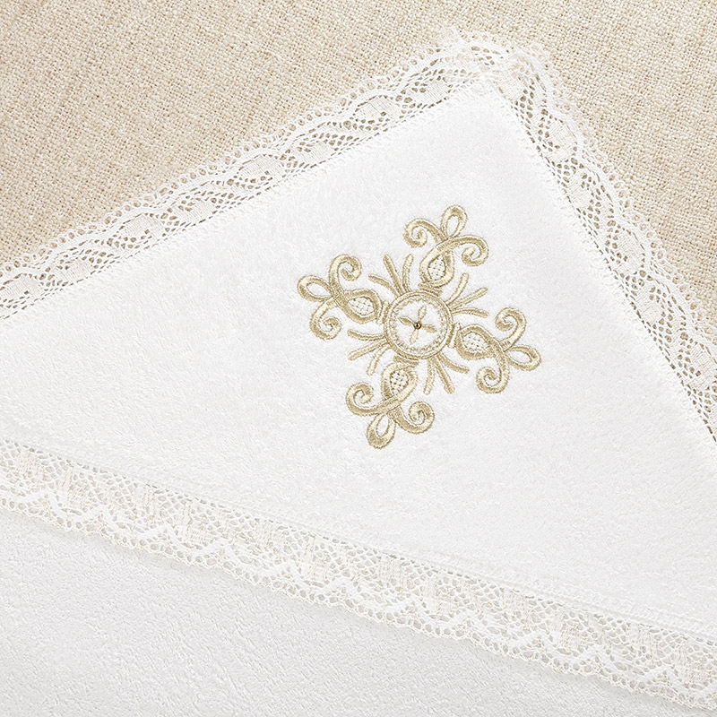 Махровое крестильное полотенце "Золотое кружево" фото 2