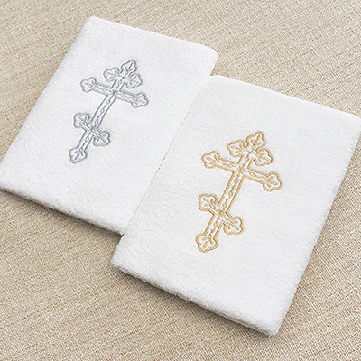 Крестильное махровое полотенце "Восьмиконечный крест" - миниатюра фотографии товара в каталоге ЛиноБамбино