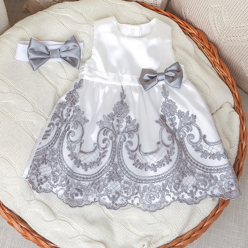 Комплект на выписку девочки "Самия" серо-белый фото 7