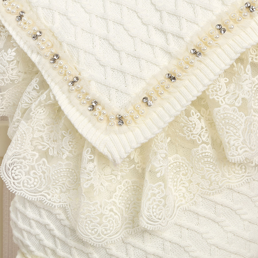 Вязаный комплект на выписку "Жемчуг" молочный фото 8