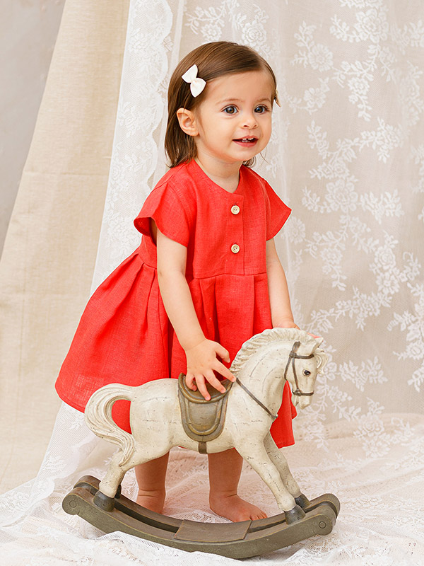 Льняное платье с шортами Милаша коралл фото 4