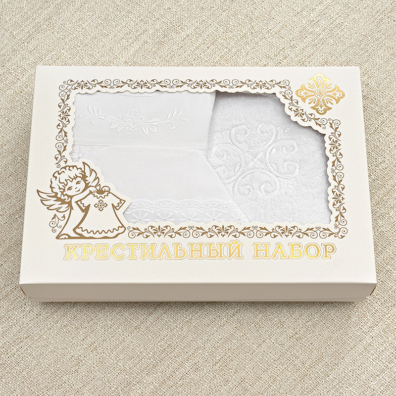 Крестильный набор для девочки "Аленка" с полотенцем фото 4