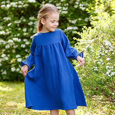 Фото товара "Платье Дымка темно-синяя муслин" при наведении