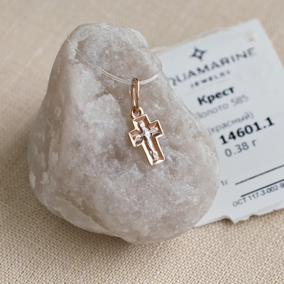 Золотой крестик 14601АКВ - миниатюра фотографии товара в каталоге ЛиноБамбино